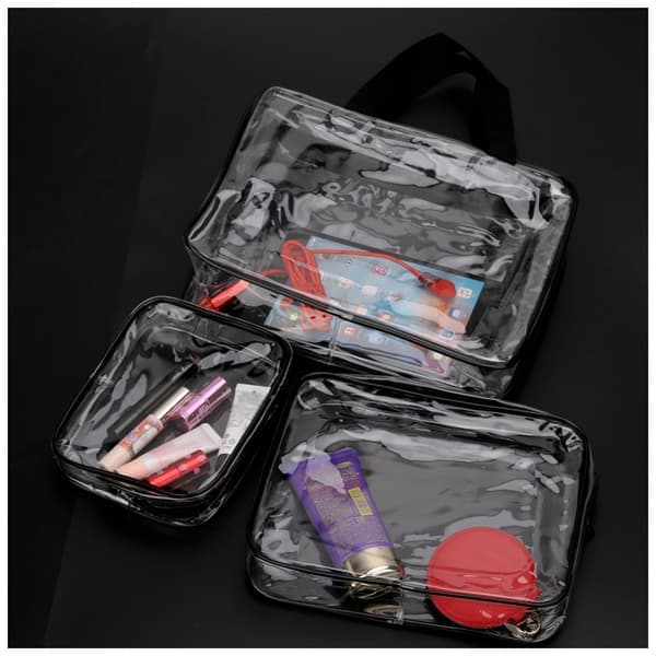 3-pack Transparent Necessär Sminkväska Transparent