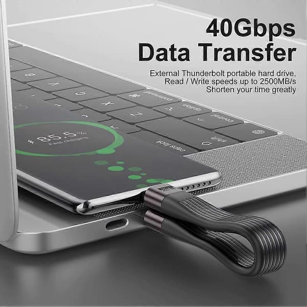 3 STK Nøkkelring PD 240W Hurtigladekabel 40 Gbps USB-C til C Hurtigladekabel Harddisk Dataoverføringskabel