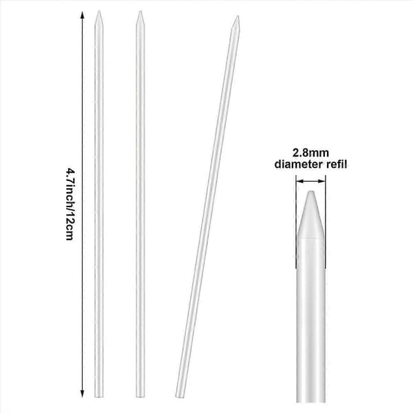 24 stykker tømrerblyantblyantrefiller 2,8 mm hvid, blyantrefill