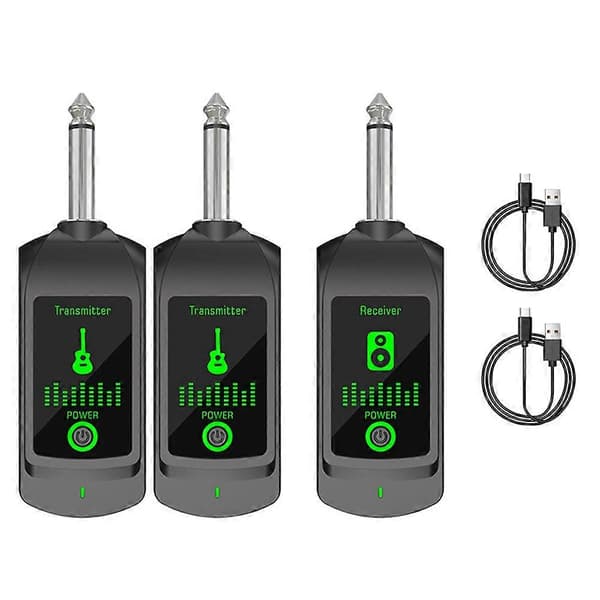 2.4G trådløst mikrofonsender-modtagersystem til dynamisk mikrofon, guitar, lydmixer, PA-system, lydoptagelse B Black B