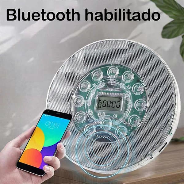 Kannettava Bluetooth CD-soitin läpinäkyvällä kaiuttimella