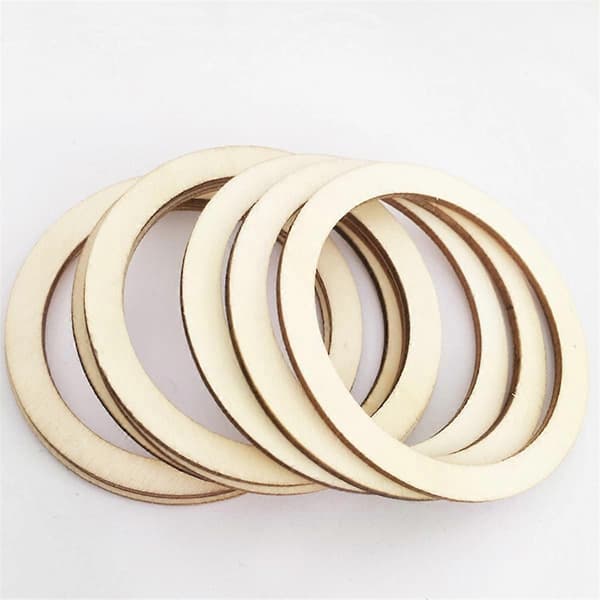 100 STK 6 cm Ubehandlede Flate Treringer for DIY Håndverk