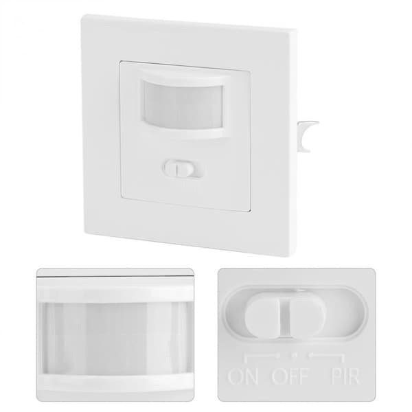 160° innfelt bevegelsessensor veggbryter for LED- og halogenlamper