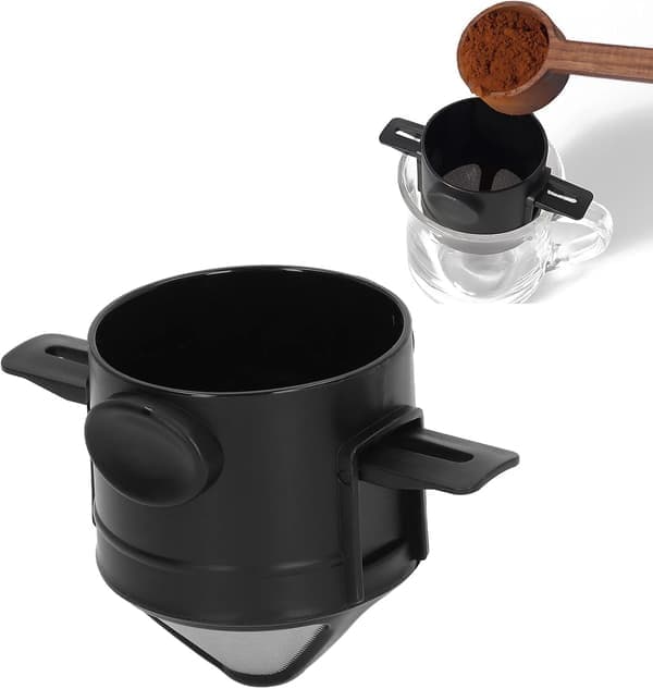 Bærbart kaffefilter i rustfrit stål til håndbrygning, genanvendeligt drypkaffefilter