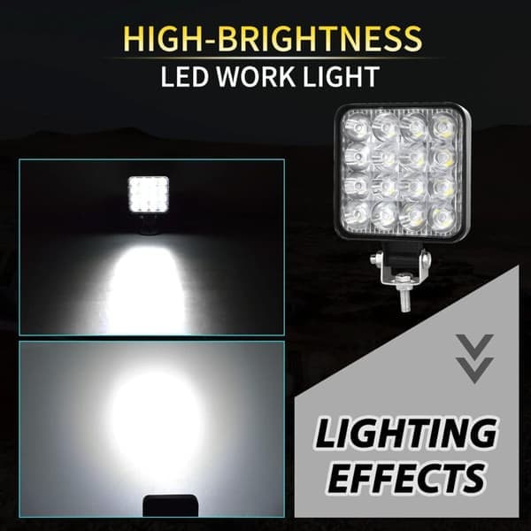 stk. Firkantede LED-arbeidslys, 3,3 tommer Mini 48W 12V lampe, frontlys, tåkelys