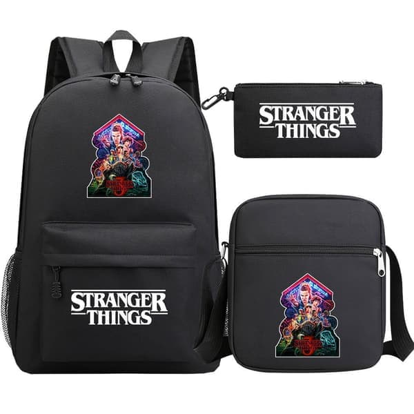 Stranger Things Ryggsäck 3-Dels Set Student Skolväska Canvasväska 33 3PCS/Set 33