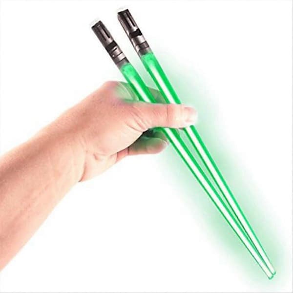 Lysande Lightsaber Ätpinnar Set, 2 Par, Röd Grön