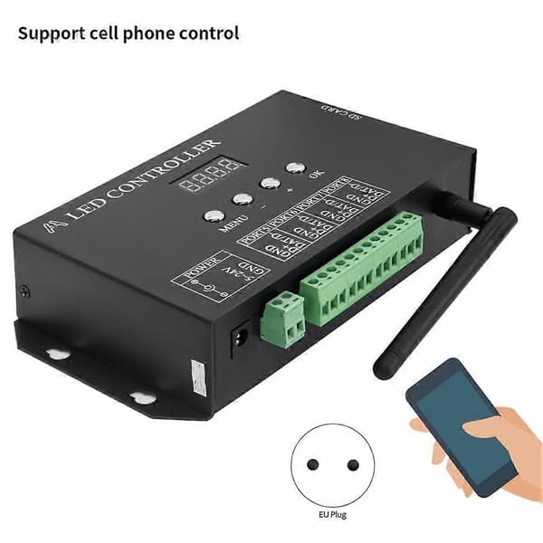 WiFi LED Pixel Controller Artnet til SPI Understøtter Madrix Software LAN Synkronisering SD-kort DMX512 Konsol (H807SA) EU-stik