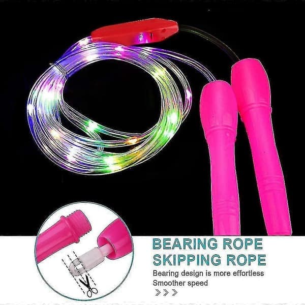 2-pakning LED hoppetau justerbar lengde 3 lysmoduser hastighetshopping