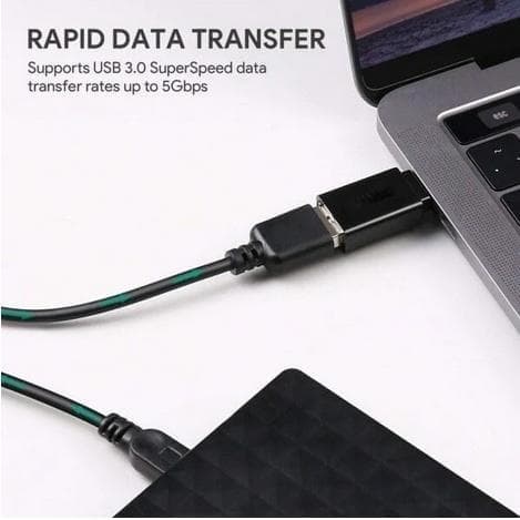 USB-C-sovitin - USB-C (uros) - USB-A (naaras) 3.0 Musta M