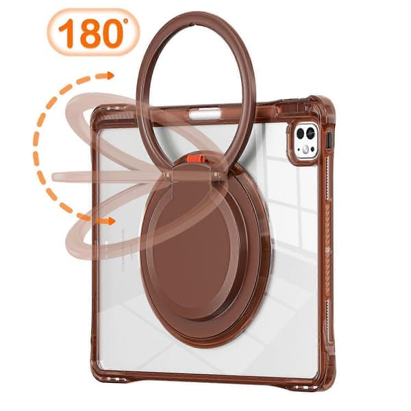 Etui til iPad Pro 13 (2024) Roterende Stand PC+TPU+Akryl Tablet Beskyttelse - Chokoladefarve