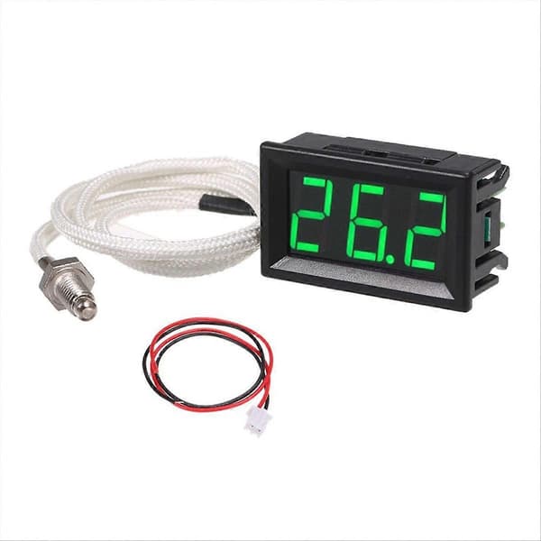 Högtemperatur K-typ termoelementtermometer DC12V -30-800℃ Grön