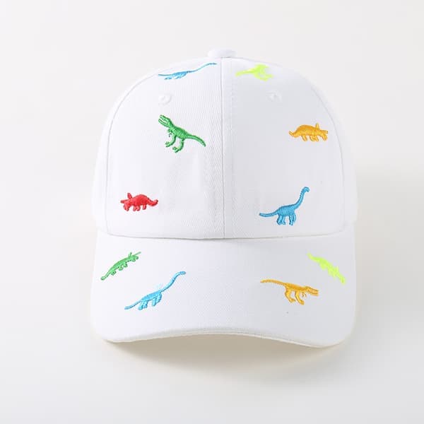 Vit barn solhatt dinosaurie baseballkeps sommar justerbar