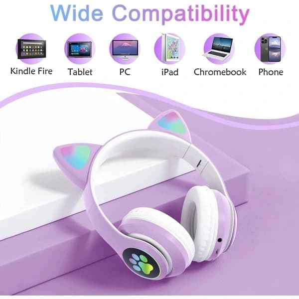 Nye trådløse Bluetooth-hodetelefoner for barn, sammenleggbare med LED-lys grønn Green