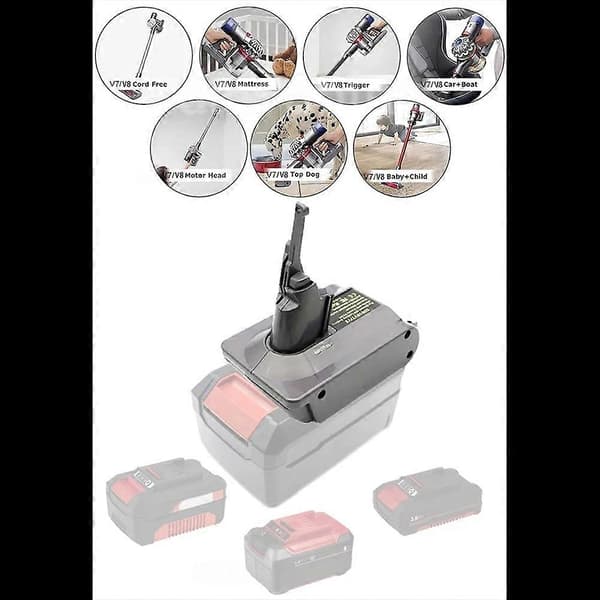 Strømverktøy Litiumbatteriadapteromformer for Einhell 18V batteri til V7 V8 støvsuger