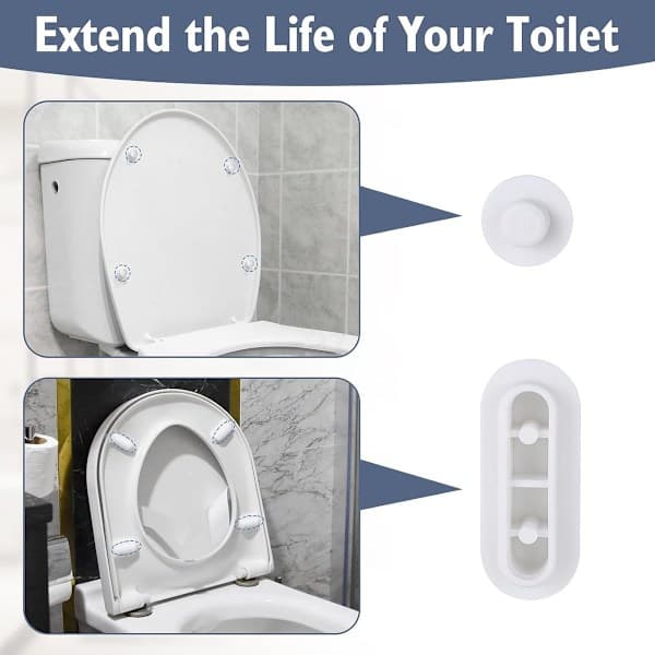 16 stykker toiletsædebuffere 8 ringbuffere og 8 lågbuffere toiletsædebuffer toiletlågbuffer anti-støj pudeovertræk til hvid grå