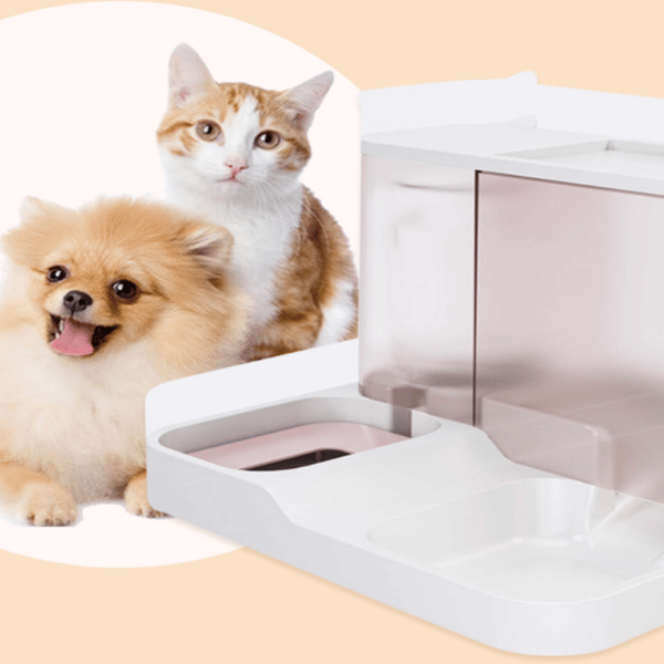 Foder- og vanddispenser til kæledyr, automatisk tyngdekraft til katte og små hunde, lyserød Pink