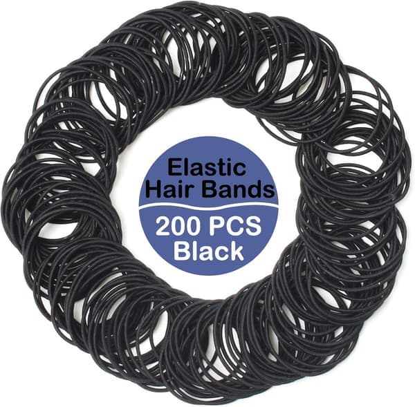 200 Stykker Hårbånd, Elastiske Hårbånd Uden Metal Bløde Elastiske Hårbånd til Kvinder Tykt og Krøllet Hår til Kvinder og Piger, Sort
