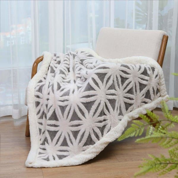 Tæppe Sofa Hyggeligt Tæppe - Varmt Sherpa Flonel Sofatæppe, Tykt Sofatæppe Sofatæppe, Fluffy Tæppe til Sofa Grå 130*160cm