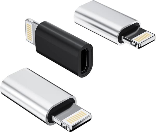 Micro USB hun til Lightning han-adapter 3-pak – Opladerkabelkonverter kompatibel med iPhone/iPad