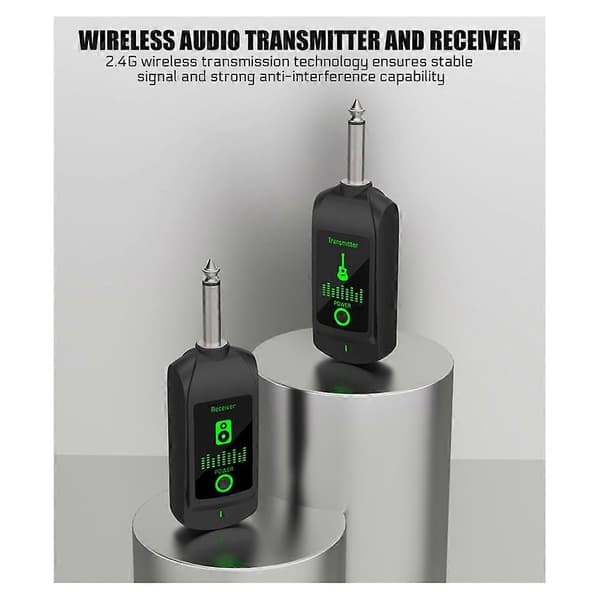 2.4G trådløst mikrofonsender-modtagersystem til dynamisk mikrofon, guitar, lydmixer, PA-system, lydoptagelse B Black B