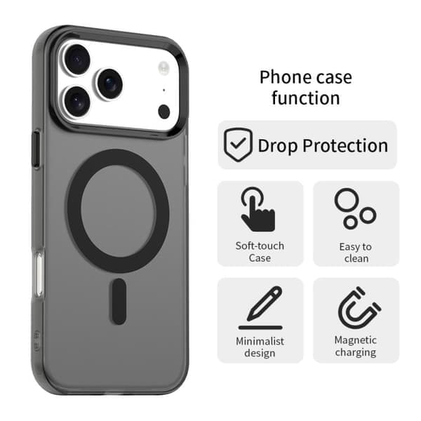 iPhone 17 Pro Max Cover - Candy Magsafe PC Hybrid TPU Sort Sort Svart