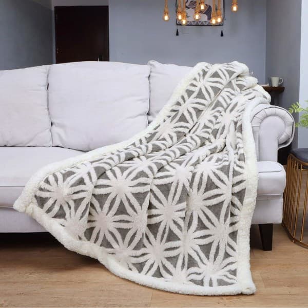Teppe Sofa Koselig Teppe - Varm Sherpa Flanell Sofateppe, Tykt Sofateppe Sofateppe, Fluffy Teppe til Sofa Grå 130*160cm