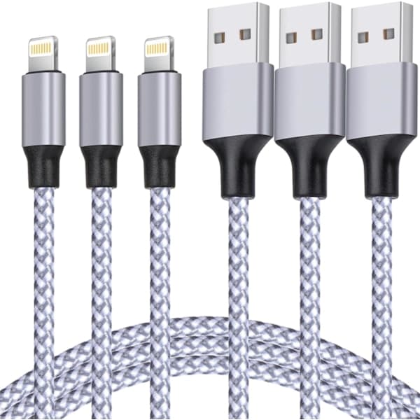 Oplader til iPhone, Lightning-kabel 3-pak 1,8 m USB-ladekabel