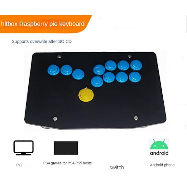 DIY Controller Fuld Knap Arcade Fighting Stick Game Controller Hitbox Style Joystick til PS4/PS5/PC/SWITCH/Android, B White&black
