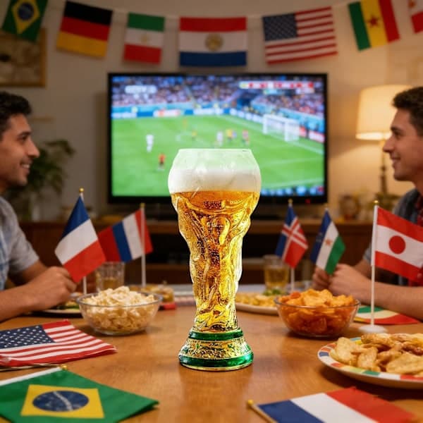 VM 2026 Trofæ Ølglas - 500 ml Holdbart Glas - Elegant Fodboldgave til Mænd, Far, Fars Dag, Fødselsdag & Kampdag - Perfekt