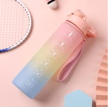 Sommer-vandflaske i plast med stor kapacitet, gradient, unisex