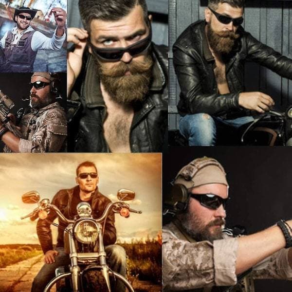 Supermörka solglasögon med svarta linser | Bikerstil | Wrap-båge Zy