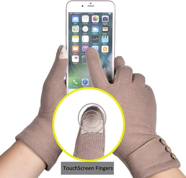 Dam Dam Vinter Varma Handskar Pekskärm Mobiltelefon Vindtät Foder Tjocka Handskar (Khaki) Khaki Khaki