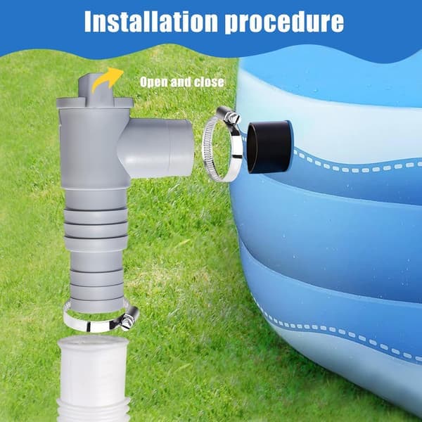 Poolunderhåll/avstängningsventil med 32/38 mm slanganslutning, för ovanmarkspooler och poolpumpar (2-pack)