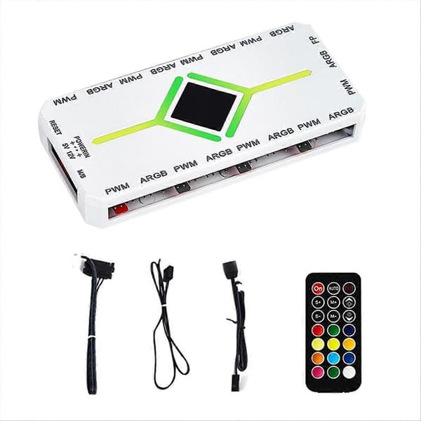 5V 3-benet ARGB-controller køleventilatorhub PWM ARGB-ventilatorhub hvid