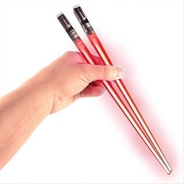 Lysande Lightsaber Ätpinnar Set, 2 Par, Röd Grön