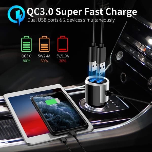 Trådlös FM-sändare för bil Bluetooth 5.0 QC3