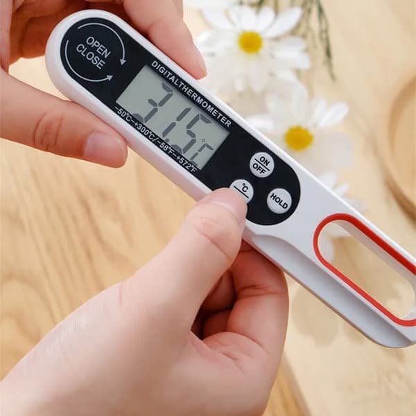 Sammenfoldeligt Digitalt Stegetermometer Øjeblikkelig Aflæsning Sort sort