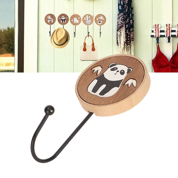 Söta djur träkrokar tecknad stark vidhäftning polering träkrokar väggkrokar för sovrum kök Panda Panda