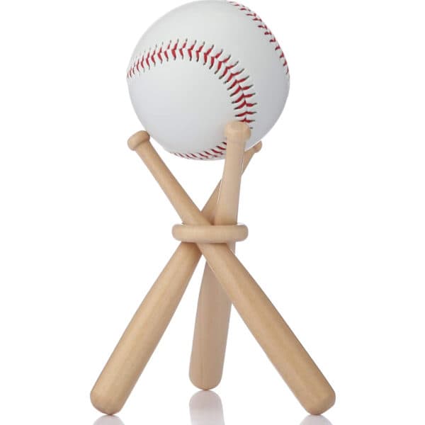 Baseball display stand, boldisplay, trædisplaybord, solid rund træpind, til baseballentusiaster (baseball ikke inkluderet)