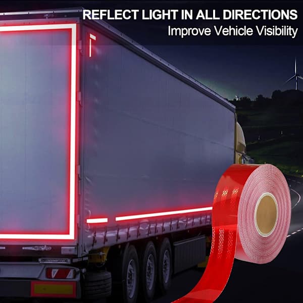 Rød refleksfolie, 10 meter x 5 centimeter - Vanntett refleksfolie