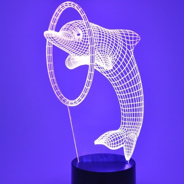 3D Illusion Delfin LED Natlys, 7 Farver Gradvis Skift