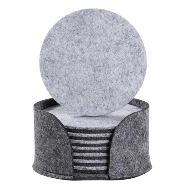 [LCS]10-pak vendbare coasters i grå filt med holder grå