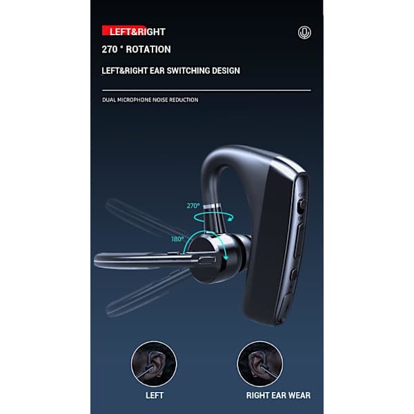 Trådlöst Bluetooth-headset med ultralång batteritid, mini-sport, samtal, brusreducerande headset V8C