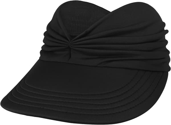 Solhatte til kvinder UV-beskyttelse Solskærm Bred skygge Sommerhatte med hestehale Sort Black