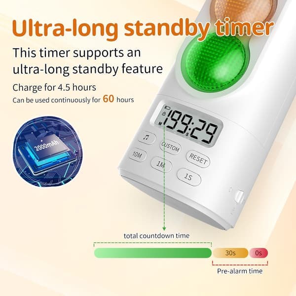 Visuel Timer til Børn Trafiklys Lyd Digital LCD Display Timer til Klasseværelse Hjem Køkken Nedtælling Visuel Timer