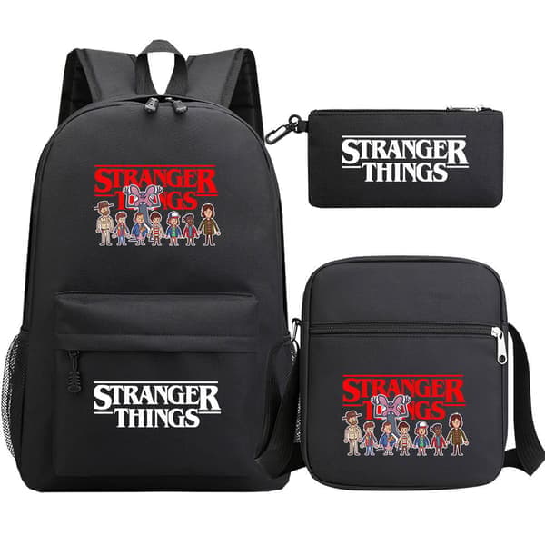 Stranger Things Ryggsäck 3-Dels Set Student Skolväska Canvasväska 33 3PCS/Set 33