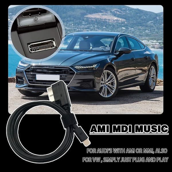 Ami Mdi Musikk + Lading Aux Adapterkabel For Iphone Til Bil