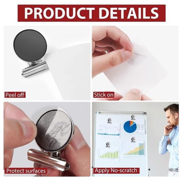 8-pack kylskåpsmagneter magnetiska klämmor starka magnetiska klämmor perfekta för kylskåp whiteboardmagneter fotodisplayer hem Sc silver