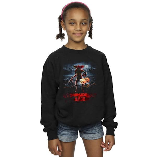 Netflix Piger Stranger Things Græskar Upside Down Sweatshirt 9- Sort 9-11 År Black 9-11 Years